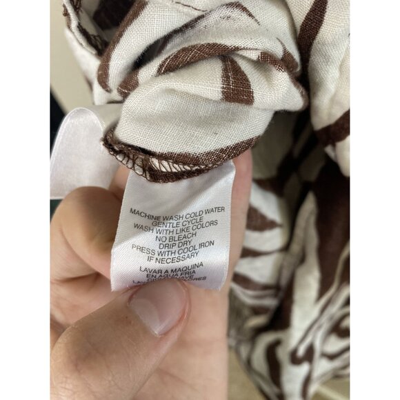 Jones New York Womens Brown Blouse Small 3/4 sleeve linen button up collared - Picture 6 of 8